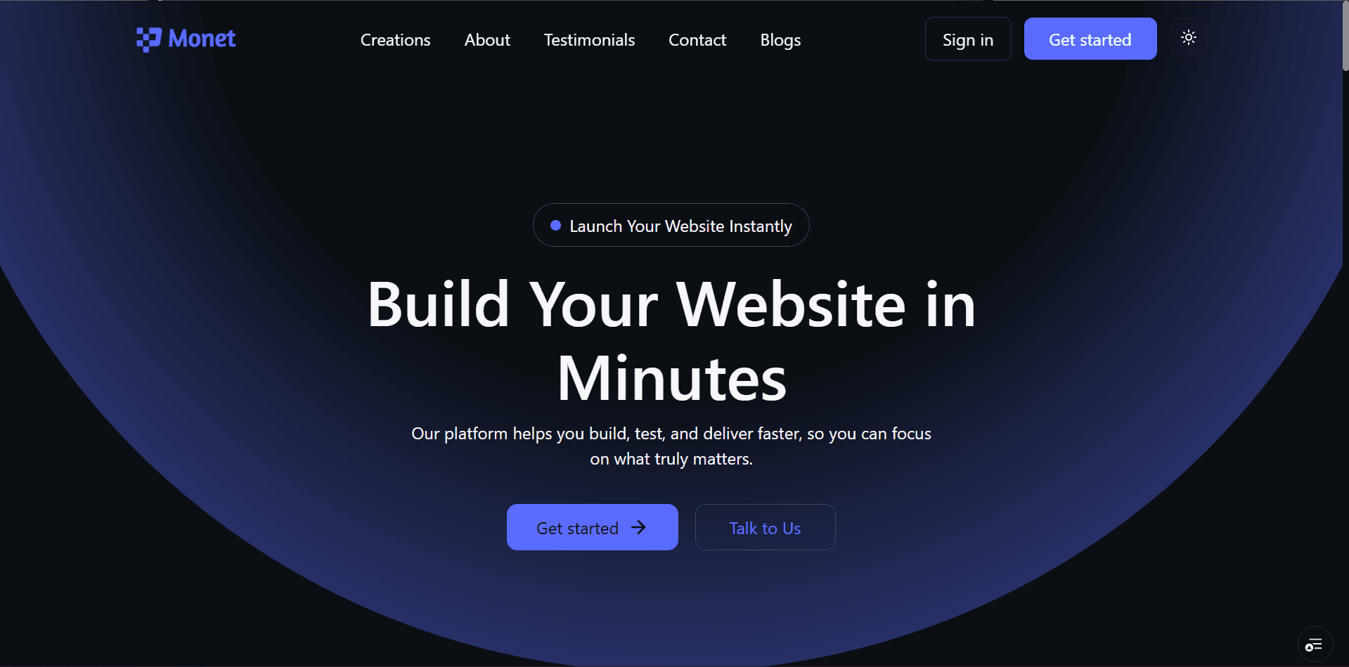 MONET AI website builder